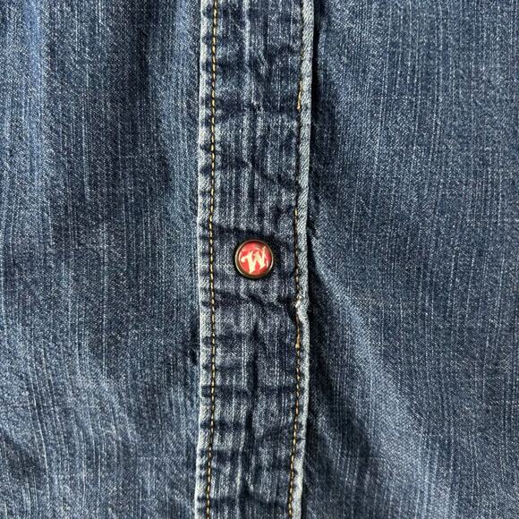 Vintage Y2K Winchester Denim Sleeveless Shirt Vest Mens M Western Snap Button - Picture 5 of 9